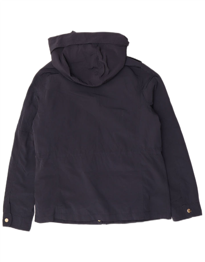 Zara Chaqueta Bomber Militar Con Capucha Para Mujer UK 14 Mediana Azul Marino Poliéster
