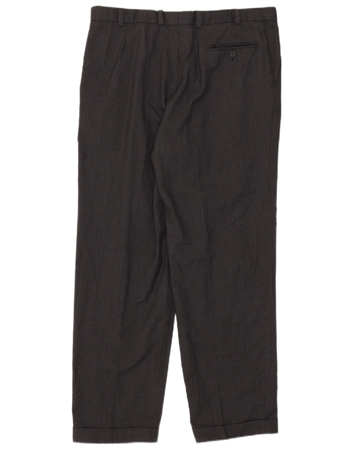Marks & Spencer Pantalón de traje con pinzas para hombre W38 L31 Gris pata de gallo