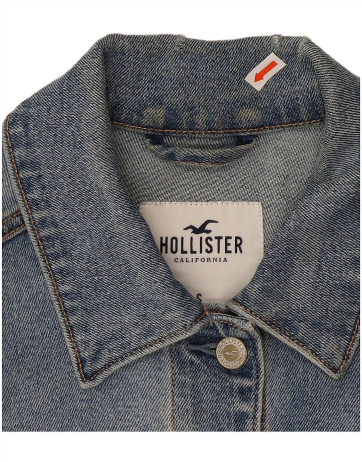 HOLLISTER Chaqueta vaquera desgastada para mujer UK 10 Small Blue Cotton