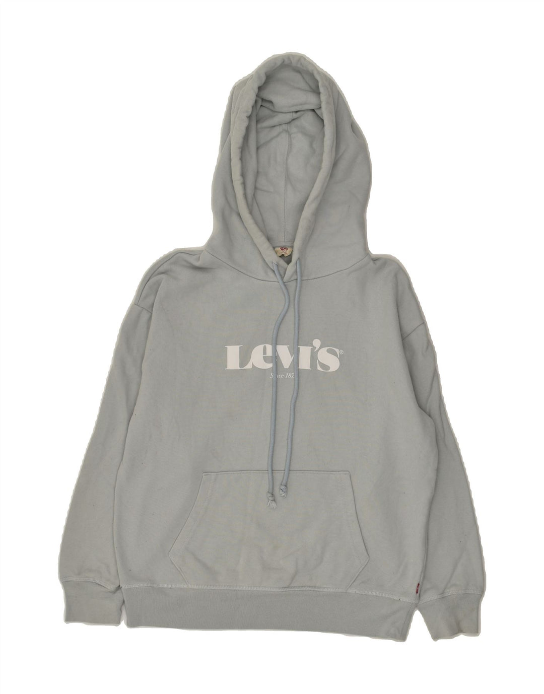 LEVI'S Womens Oversized Graphic Hoodie Jumper UK 6 XS Grey Cotton | Vintage Levi's | Thrift | Second-Hand Levi's | Used Clothing | Messina Hembry 