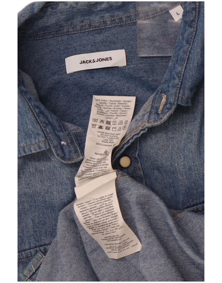 JACK & JONES Camisa vaquera para hombre Large Blue Cotton