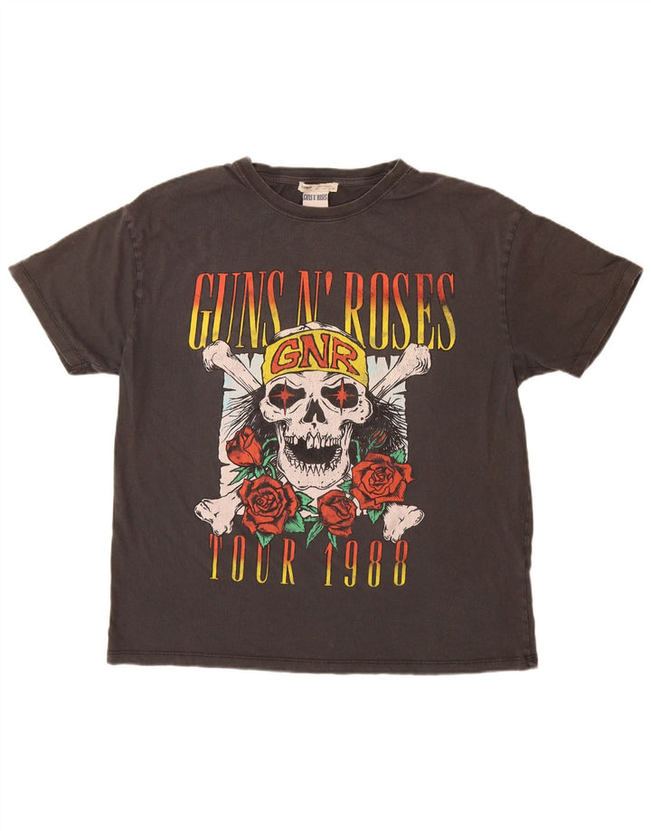 Pull & Bear Camiseta gráfica Guns & Roses para hombre Top grande de algodón gris
