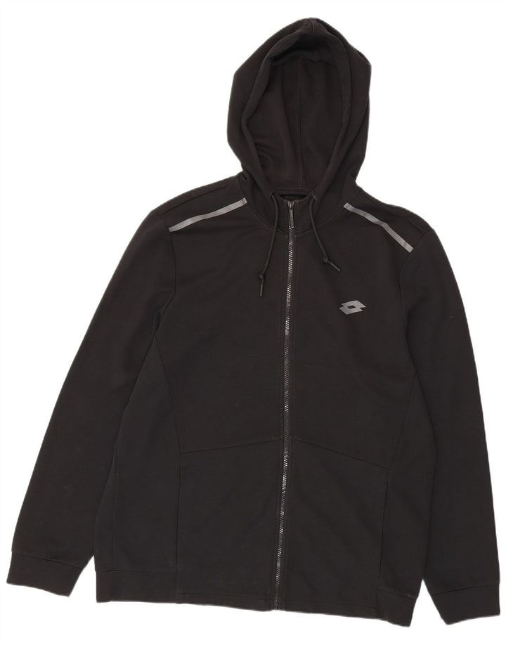 Lotto Sudadera con capucha y cremallera para hombre XL Negro