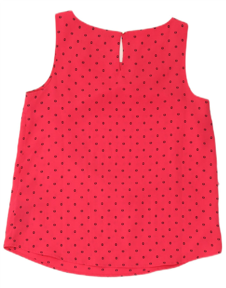 Tommy Hilfiger Blusa sin mangas para mujer UK 44 Medio rojo manchado