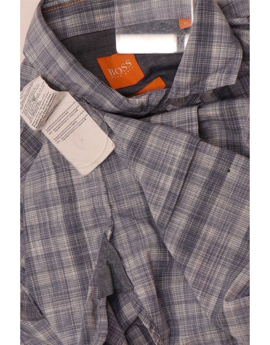 Camisas HUGO BOSS Hombre | Camisa slim fit de manga corta de algodón a cuadros azul medio