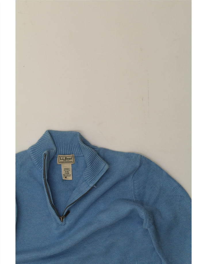 L.L.BEAN Womens Zip Neck Jumper Sweater UK 14 Medium Blue Cotton Vintage L.L.Bean and Second-Hand L.L.Bean from Messina Hembry 