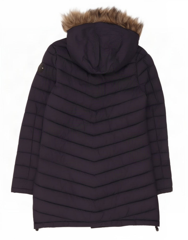 Superdry Chaqueta Acolchada Con Capucha Para Mujer UK 44 Medium Azul Marino Nylon