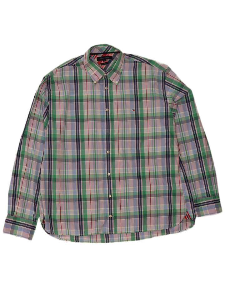 Tommy Hilfiger Camisa para hombre 2XL Algodón a cuadros multicolor
