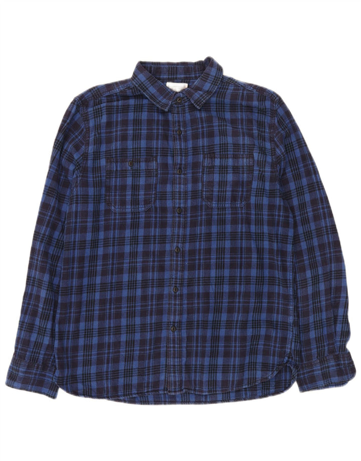 CONVERSE Camisa de franela de algodón a cuadros azul medio