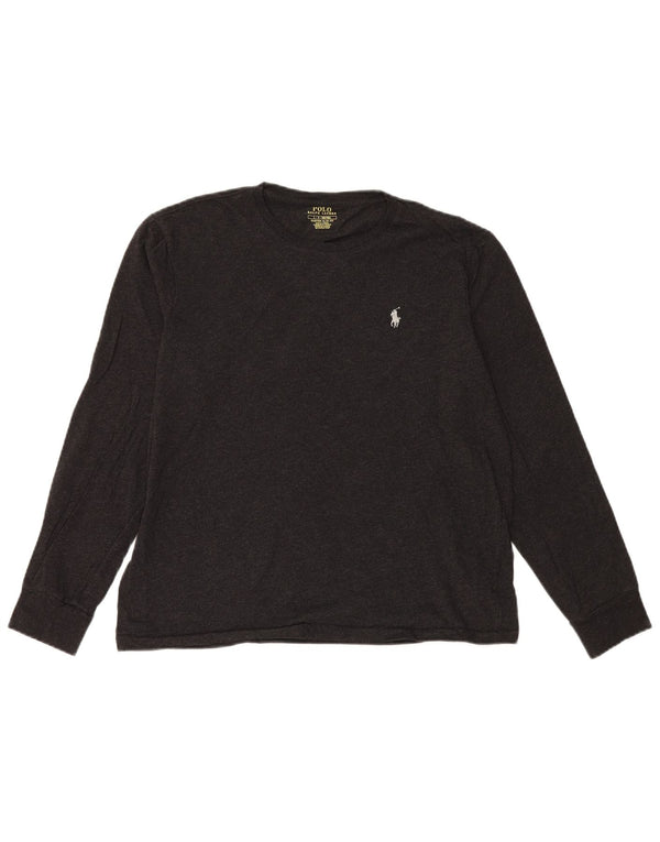 Polo Ralph Lauren - Camiseta ajustada personalizada para hombre, manga larga, algodón gris grande