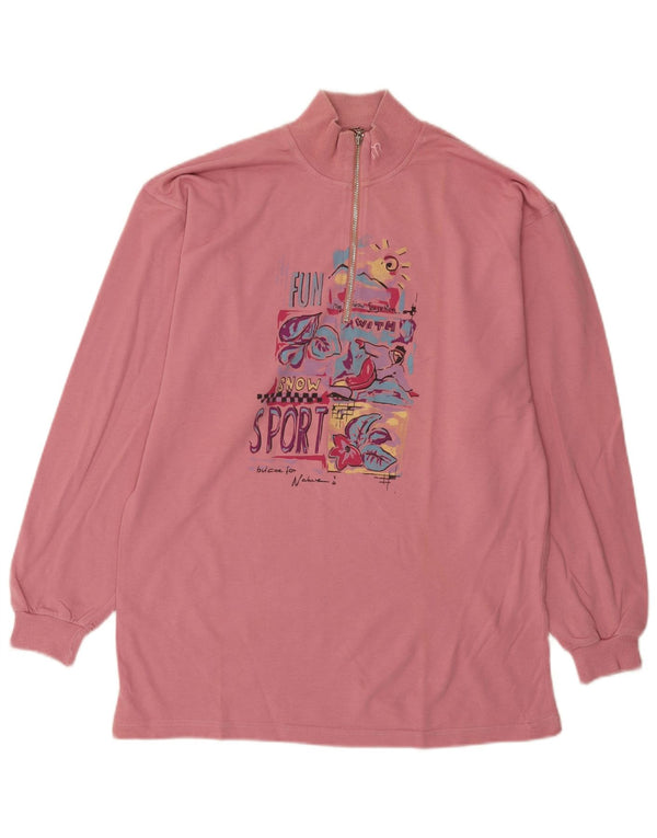 Maser M Sudadera gráfica con cuello y cremallera para mujer UK 18 XL Algodón rosa
