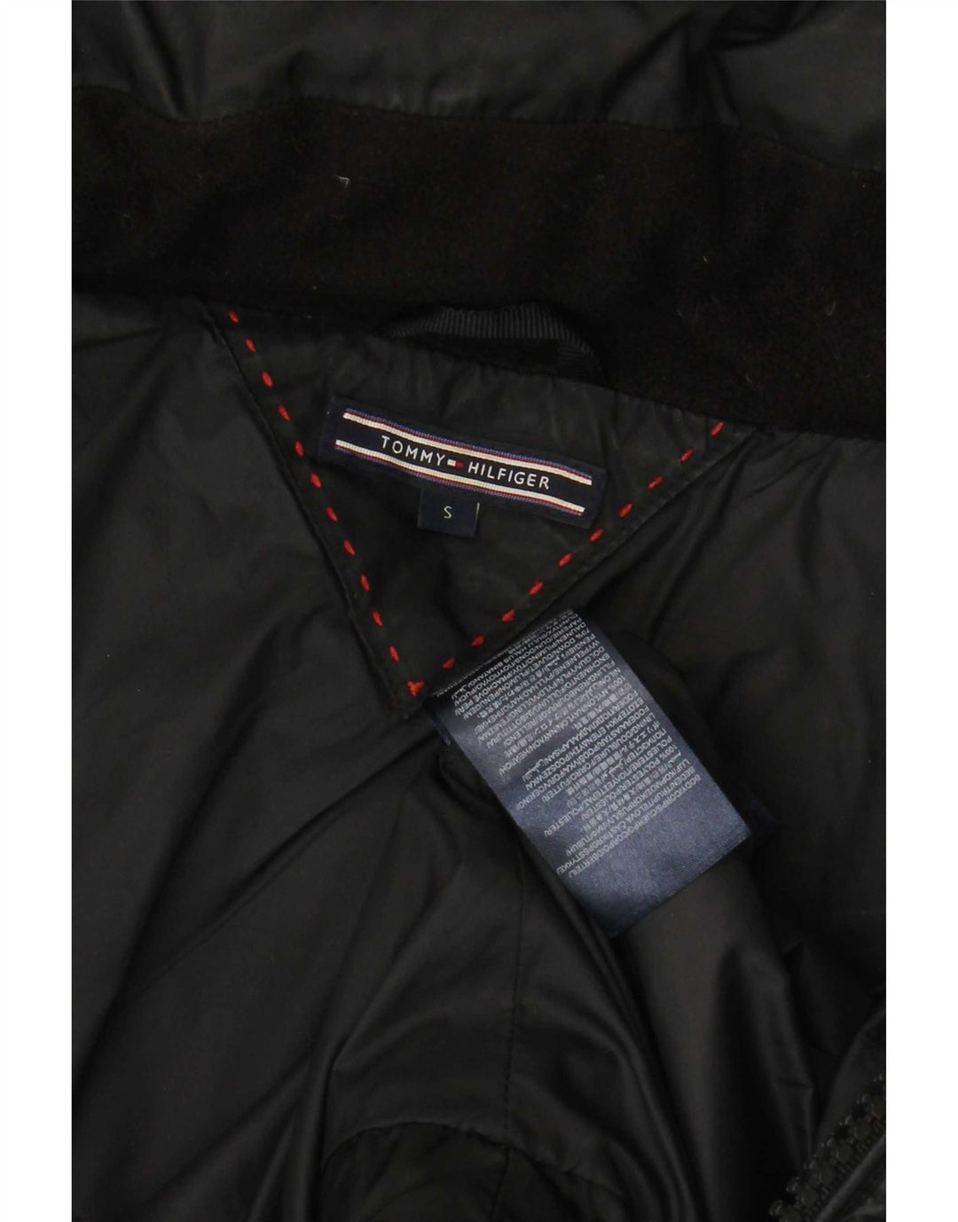 Tommy Hilfiger Chaqueta acolchada con capucha para mujer UK 10 Small Poliéster negro