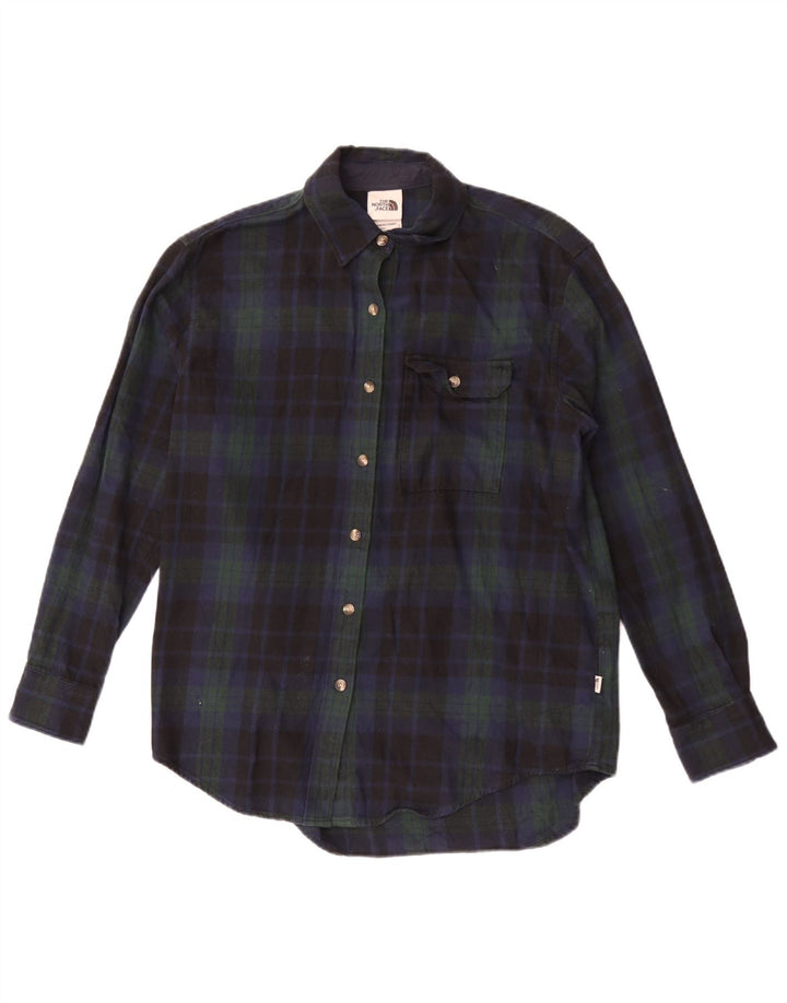 The North Face Camisa de franela extragrande para mujer UK 10 Small Navy Blue Check