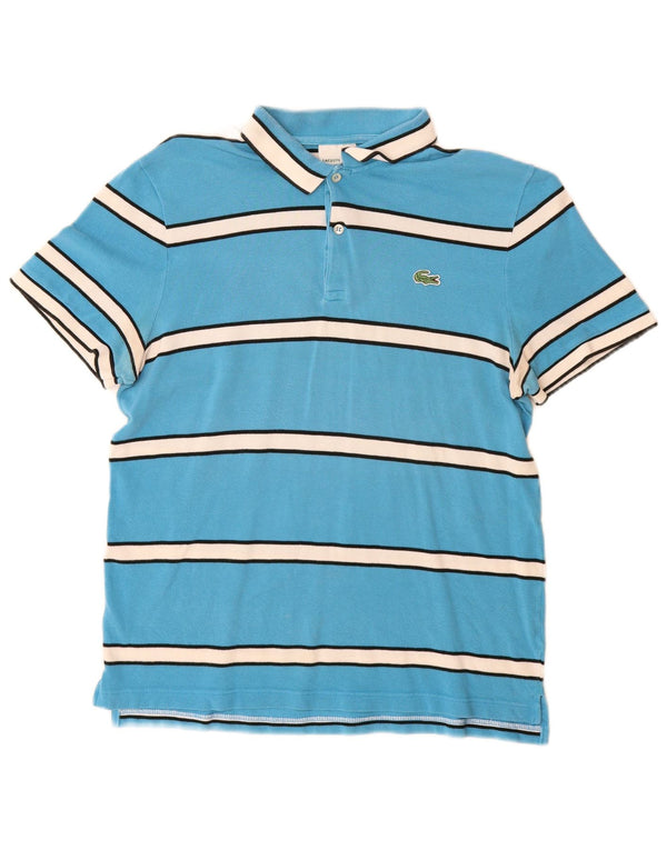 Polo Lacoste para hombre talla 5 grande algodón a rayas azules