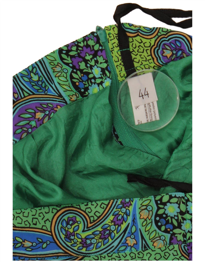 Falda lápiz vintage para mujer IT 44 Mediana W34 Verde Paisley Poliéster