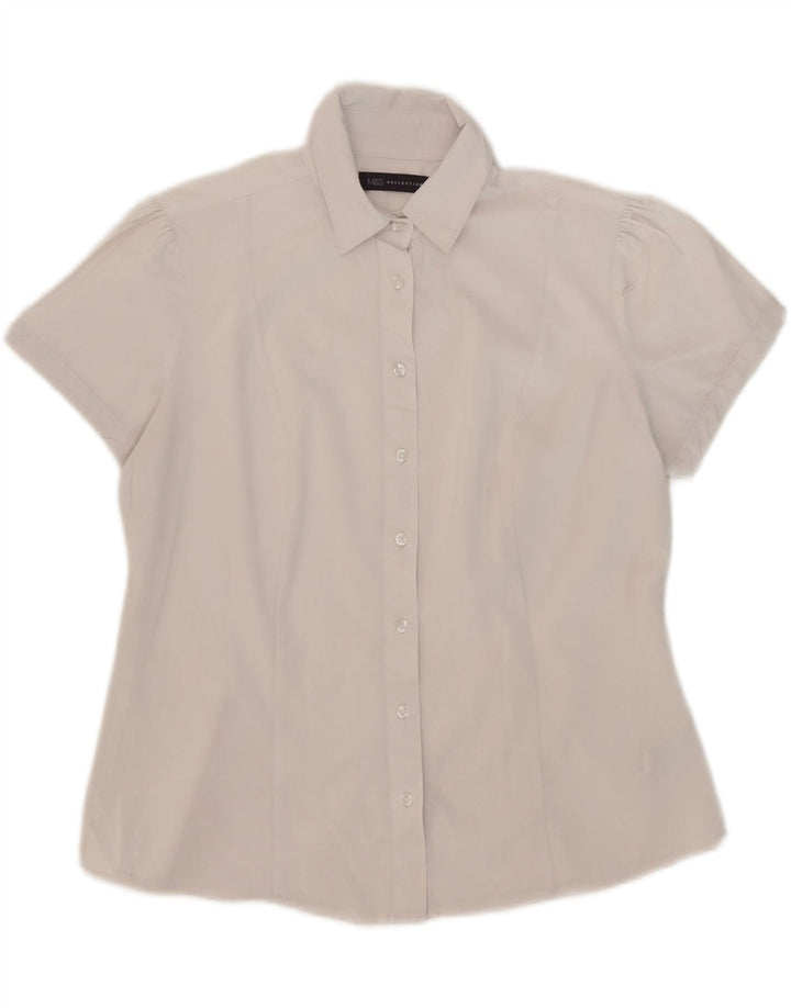 Marks & Spencer Camisa de manga corta para mujer UK 12 Medium White Cotton