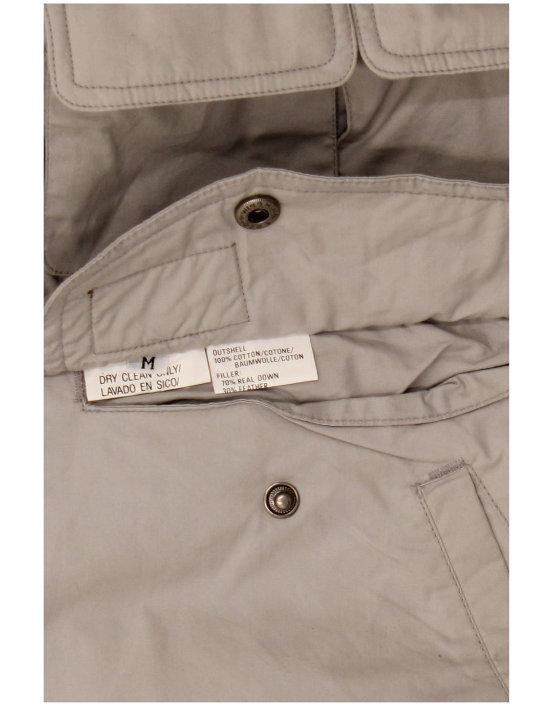 Vintage hombres con capucha reversible chaqueta acolchada Reino Unido 38 algodón gris medio