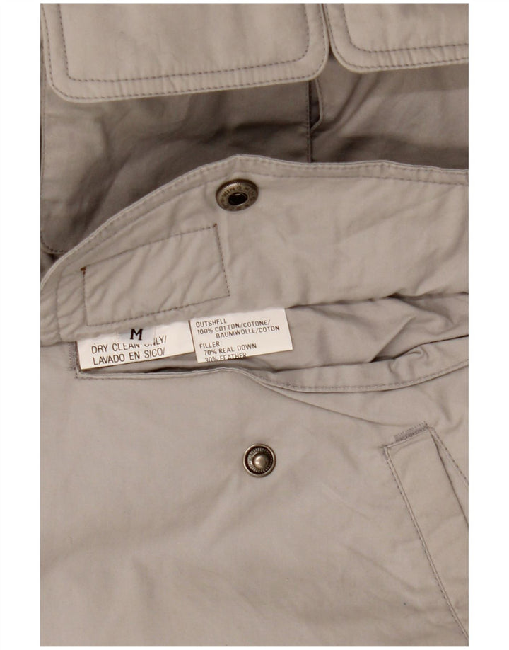 Vintage hombres con capucha reversible chaqueta acolchada Reino Unido 38 algodón gris medio