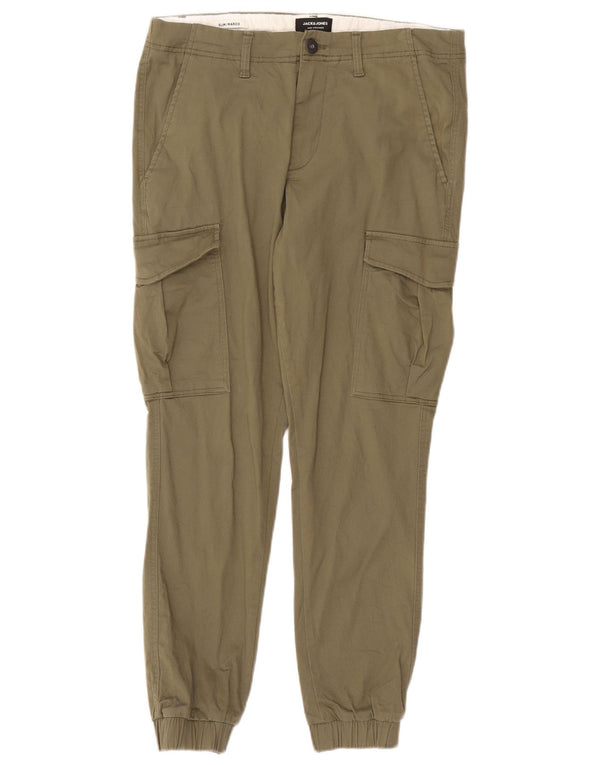 Jack & Jones Mens Joggers Cargo Pantalones W32 L32 Algodón Caqui