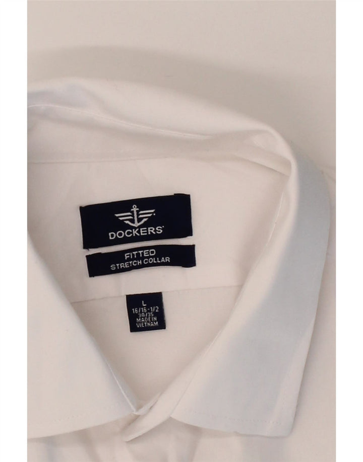 DOCKERS Mens Shirt Size 16 1/2 Large White Cotton Vintage Dockers and Second-Hand Dockers from Messina Hembry 