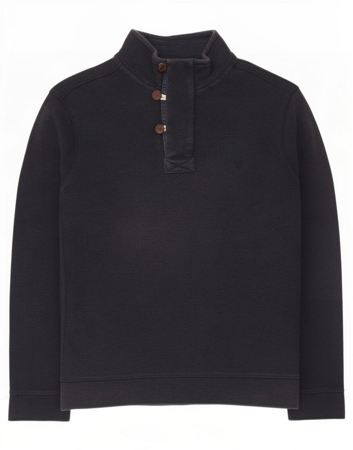 Sudadera con cuello y botones para hombre de Fat Face, jersey grande de algodón azul marino