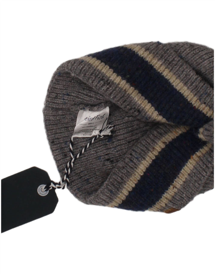 Weird Fish Gorro de Punto para Hombre Talla única Gris Rayas Poliéster Invierno