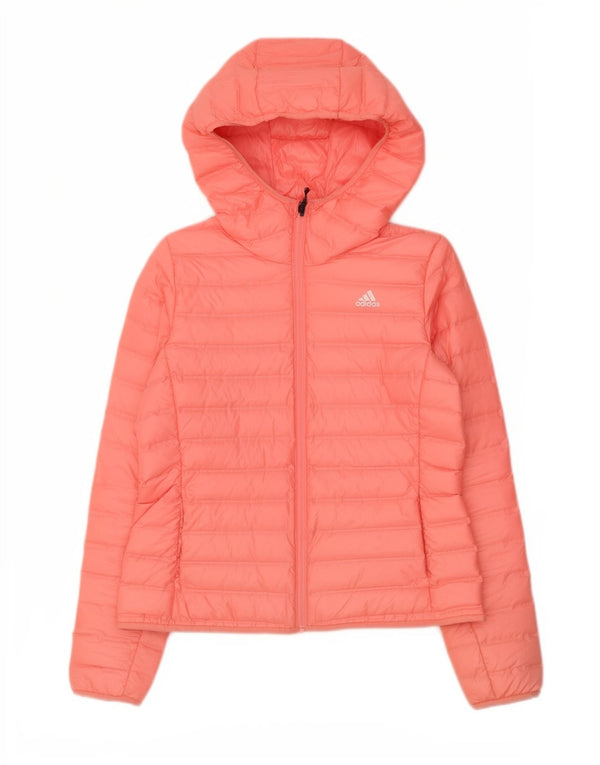 Adidas Chaqueta acolchada con capucha para mujer UK 12/14 Poliéster rosa medio