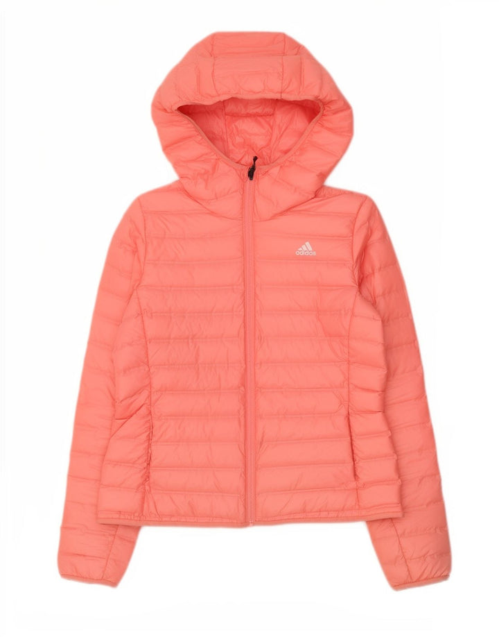 Adidas Chaqueta acolchada con capucha para mujer UK 12/14 Poliéster rosa medio