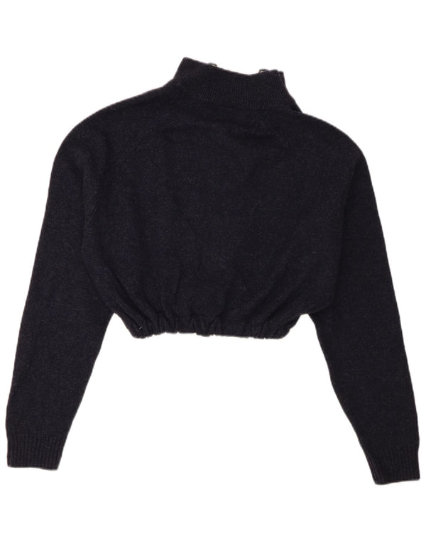 Marks & Spencer Suéter corto con cuello y cremallera para mujer UK 44 Medium Azul marino