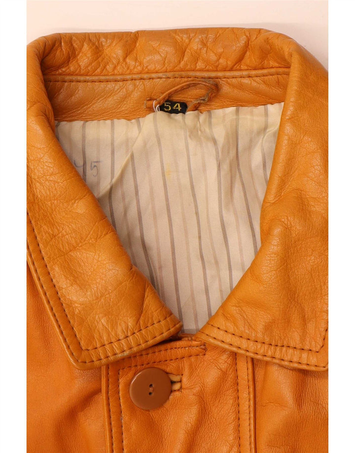 Chaqueta de cuero vintage para hombre IT 54 2XL cuero marrón