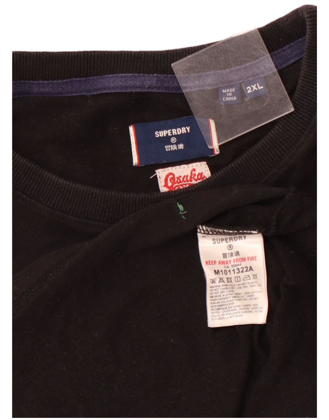 SUPERDRY Camiseta gráfica para hombre Top 2XL Algodón negro