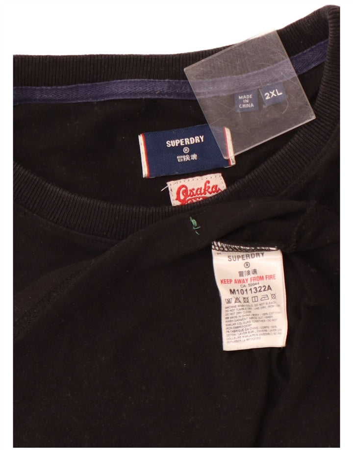 SUPERDRY Camiseta gráfica para hombre Top 2XL Algodón negro