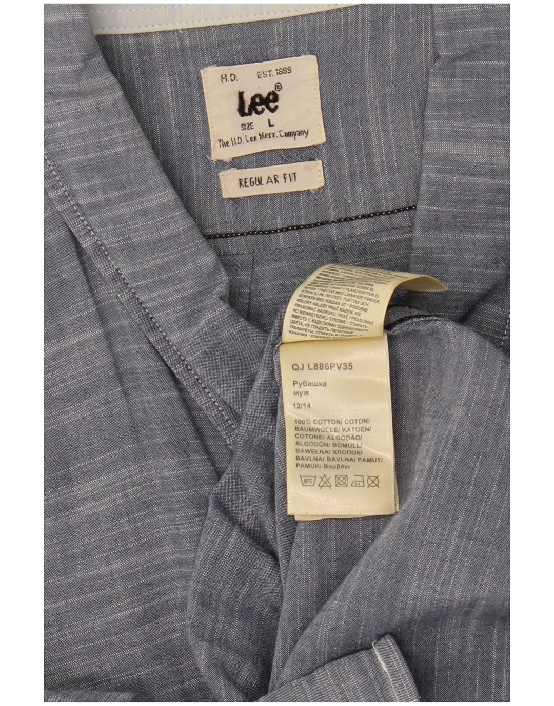 Camisa Lee De Manga Corta Y Corte Regular Para Hombre De Algodón Con Motivos Azules Grandes