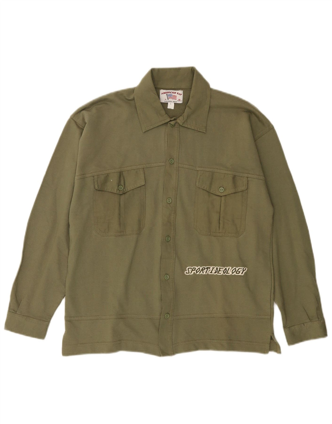 VINTAGE Camisa gráfica para mujer US 10 Algodón caqui grande