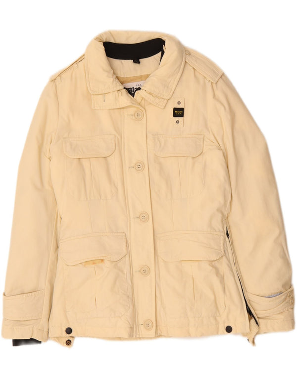 Blauer Chaqueta militar extragrande para mujer UK 10 Small Beige