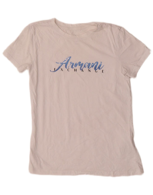 Armani Exchange Camiseta gráfica para mujer Top UK 6 XS Algodón blanco