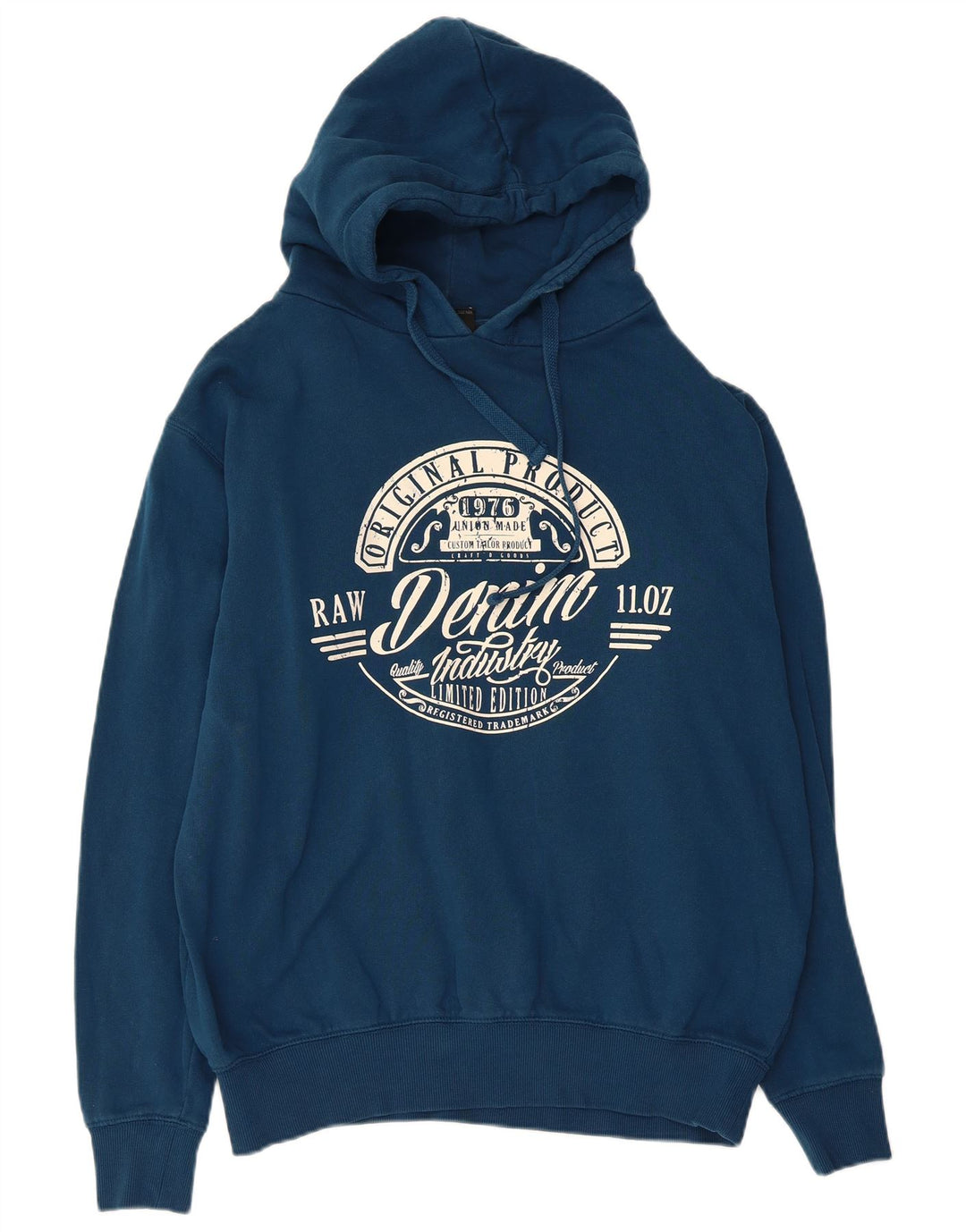 SMOG Hombre Gráfico Regular Fit Sudadera con Capucha Jersey Grande Azul Marino Algodón