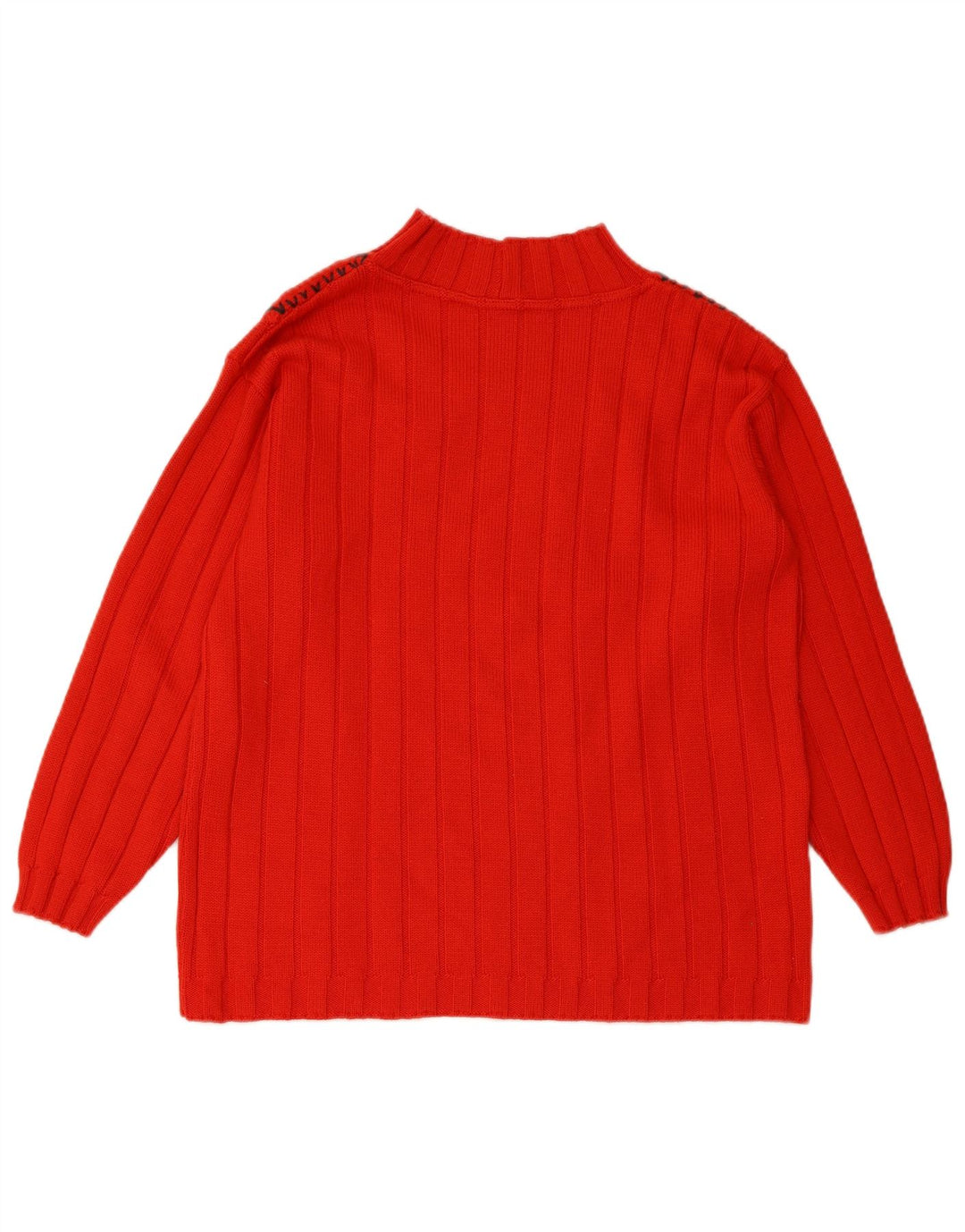 ELLA Suéter tipo jersey con cuello alto para mujer Reino Unido 16 Grande Lana Fair Isle roja