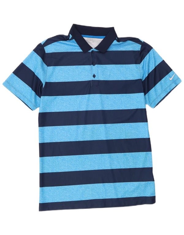 Nike Polo Dri Fit estándar para hombre, poliéster a rayas azules pequeñas