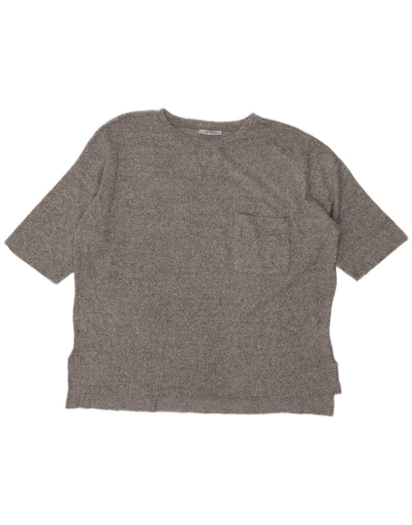 Zara Mujer Trafaluc Camiseta Extragrande Top UK 10 Small Gris Moteado