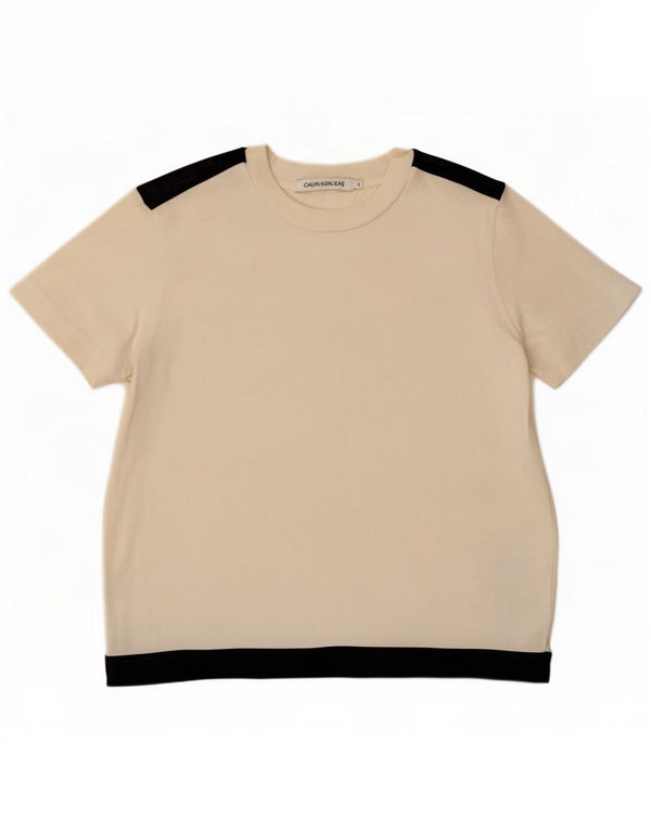 Calvin Klein Jeans Camiseta para mujer Top UK 10 Small White Colourblock
