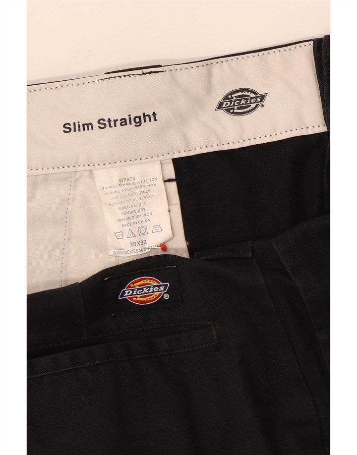 Dickies Pantalón chino recto y delgado para hombre W38 L32 Poliéster negro