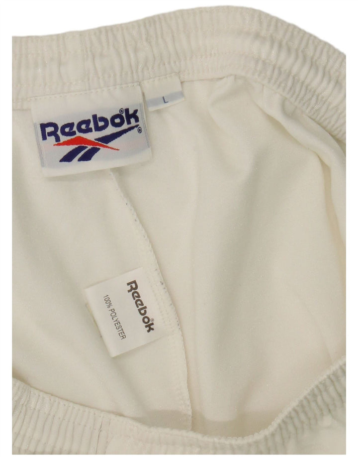 Reebok - Pantalones cortos deportivos para hombre, tamaño grande, poliéster blanco