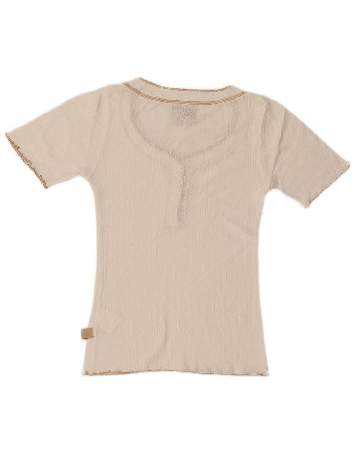 Marlboro Classics Camiseta para Mujer Top UK 12 Medium Off White Cotton