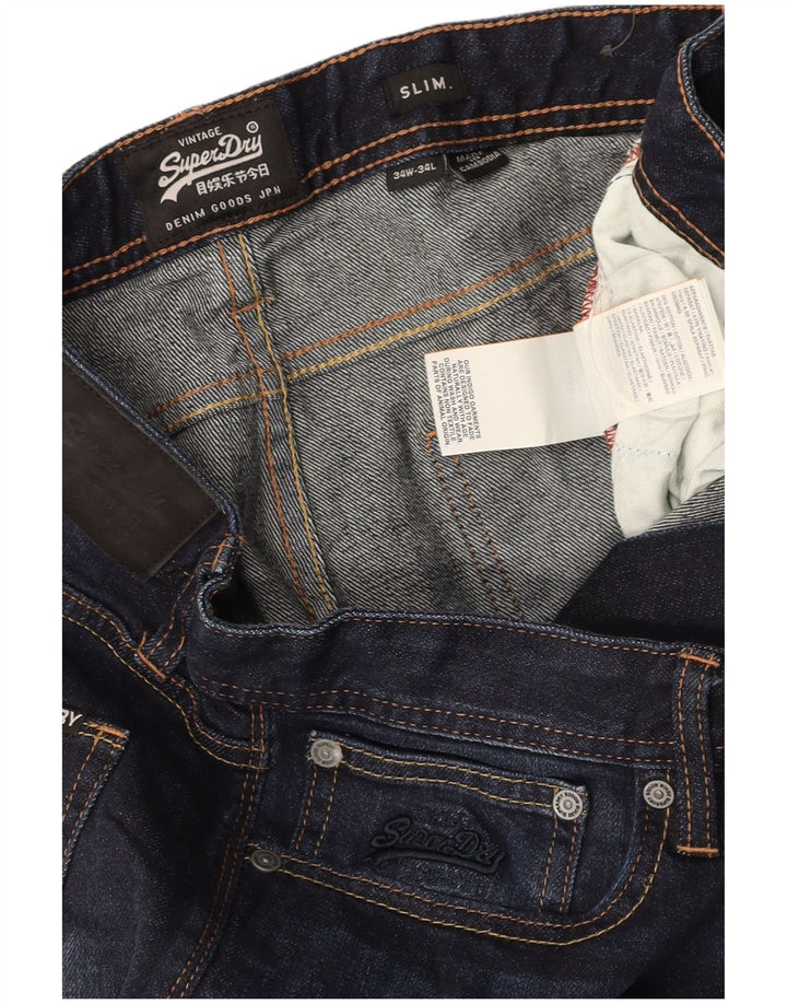 SUPERDRY Vaqueros ajustados para hombre W34 L34 Algodón azul marino