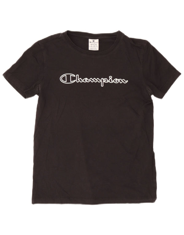 Champion Camiseta gráfica para mujer Top UK 44 Medium Black Cotton