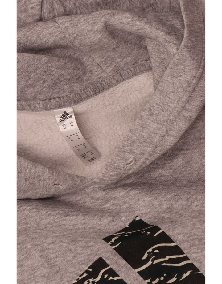 Adidas Hombre Sudadera Con Capucha Gráfica Jersey De Algodón Gris Medio
