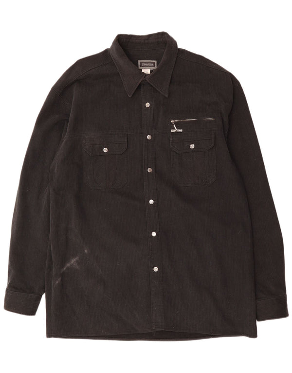 VINTAGE Camisa de pana para hombre Reino Unido 47/48 3XL Algodón negro