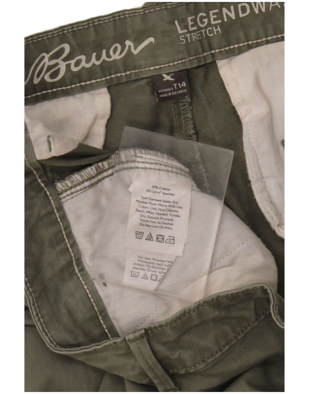 EDDIE BAUER Pantalones chinos estilo novio para mujer US 14 XL W36 L33 Caqui