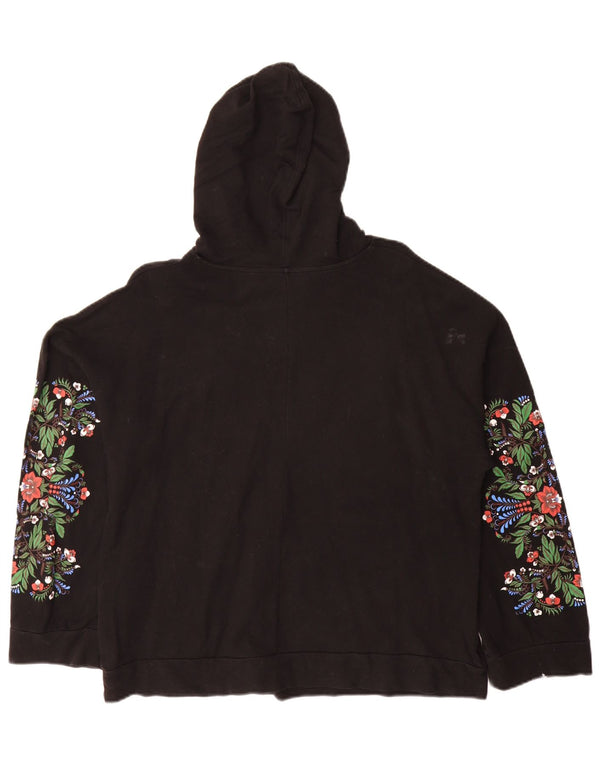 Zara Mujer Trafaluc Sudadera con Capucha Extragrande UK 10 Small Black Floral